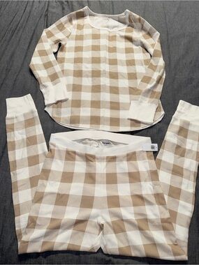 Old Navy Tan & White Buffalo Plaid Pajama Set